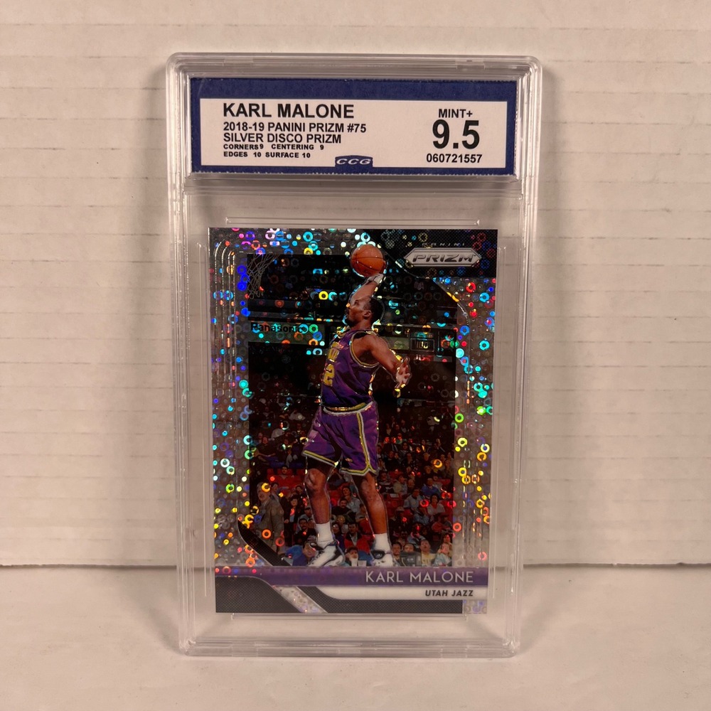 Karl Malone 2018-19 Panini Prizm Silver Disco Prizm #75 CCG 9.5 Mint+ Utah‎ Jazz
